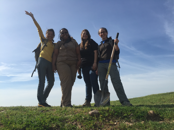 Berhe with her graduate students Rebecca, Kimber and Lixia at the UC Merced Vernal Pools Reserve